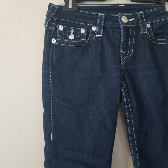 True Religion Dark Wash Skinny ami-Rise Bejewelled Denim Jeans Size 29 - Picture 4 of 8